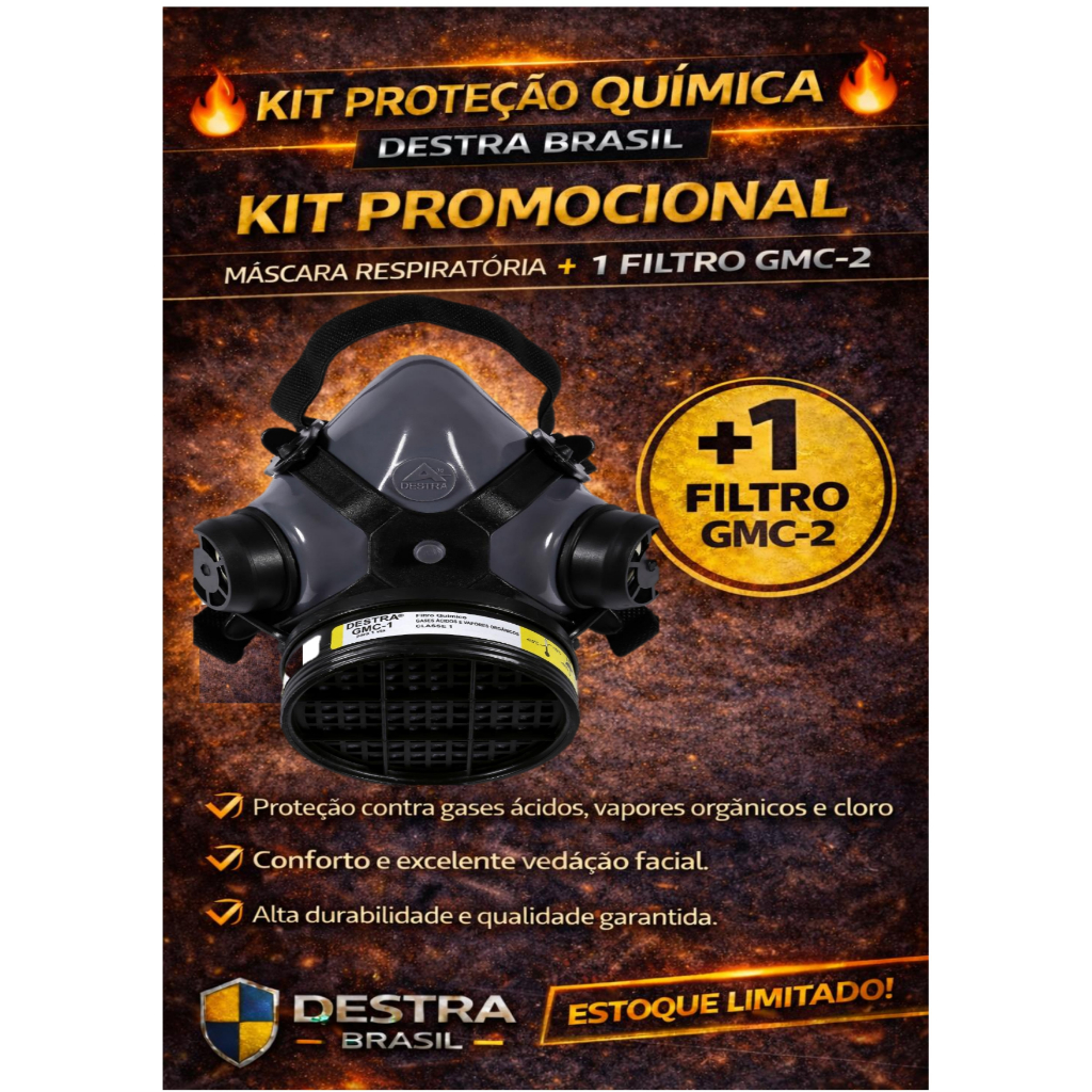 KIT Respirador 1/4 Facial Mig11 S/F + 1 pc Filtro -VO/GA - (Vapor Organico e Gases Acidos ) em Oferta na Shopee