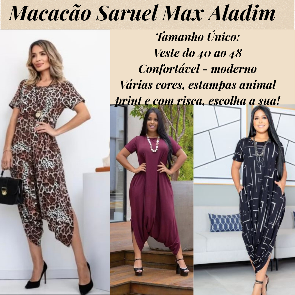 macacão max  saruel  moda feminina com bolso confortável elegante gestantes plus size com bolso soltinho moderno