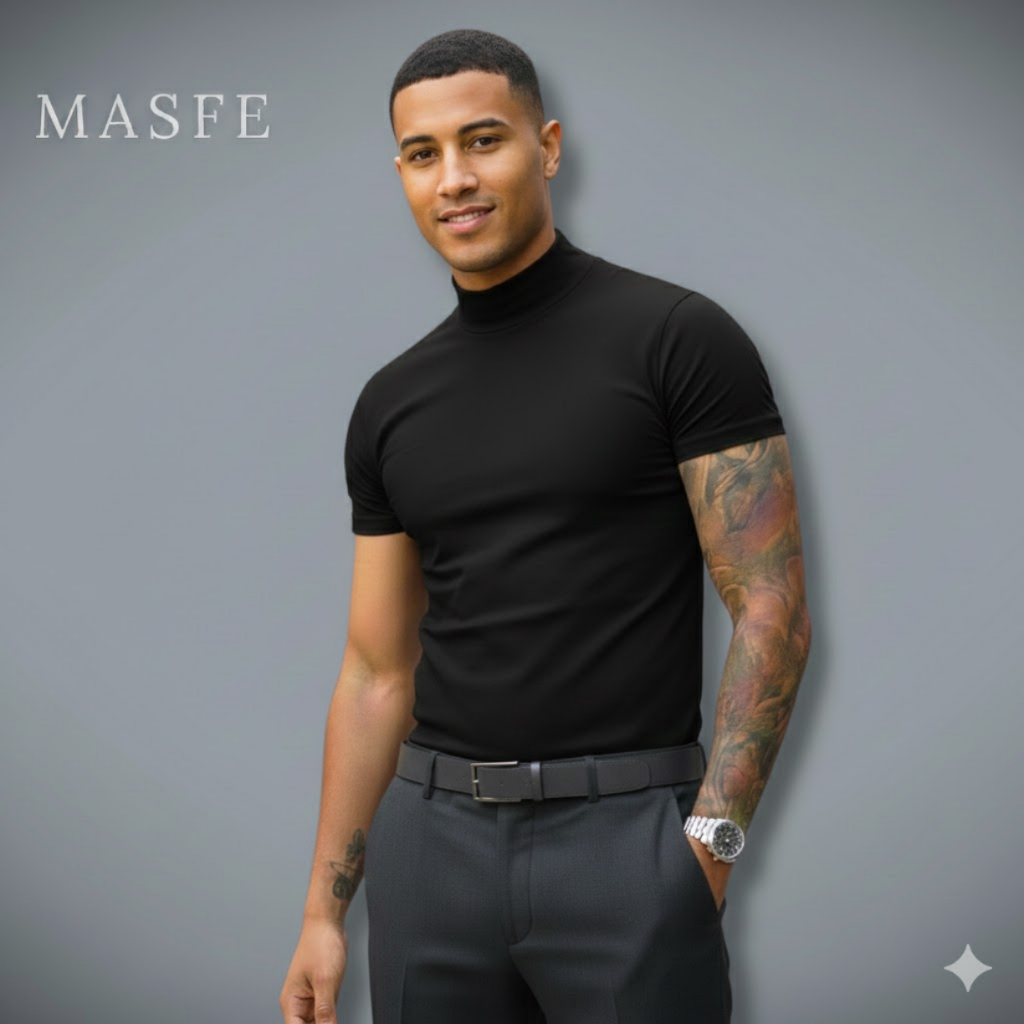 Camisa Gola Média Alta Old Money Masculino Alfaiataria Slim Fit Canelada Algodão - Casual e Elegante