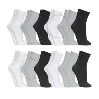 Kit 15,12 ou 6 Pares de Meias Cano Alto/Médio Algodão Unissex 36-42
