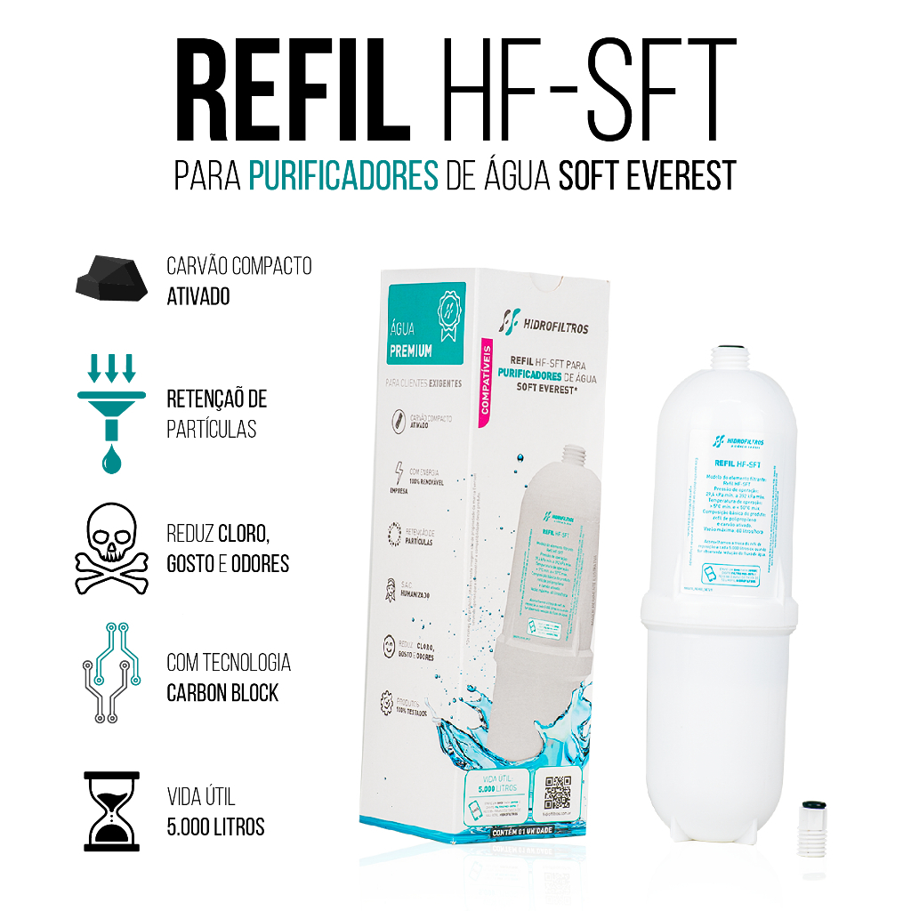 1, 2,  3 ou 4  Refil Filtro Vela Tripla Filtragem Compatível Com Bebedouro De Água Soft Everest