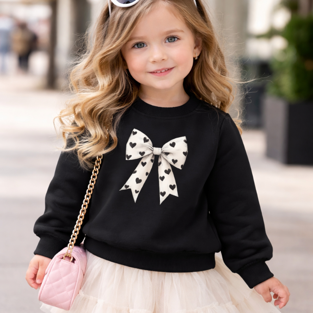 Moletom Blusa de Frio infantil meninas Laço Delicado casaco Flanelado sem capuz Confortavél 2 ao 12 em Oferta na Shopee