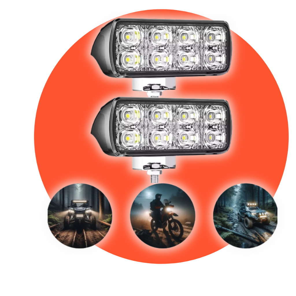 Par Farol Mini Barra Led Pisca Strobo 24w Universal Carro Moto Off Road Troller 4X4