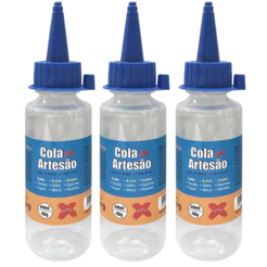Cola Silicone Artesão Líquida 60ml Kit Com 3 Unidades Transparente Decoração Lembrancinhas