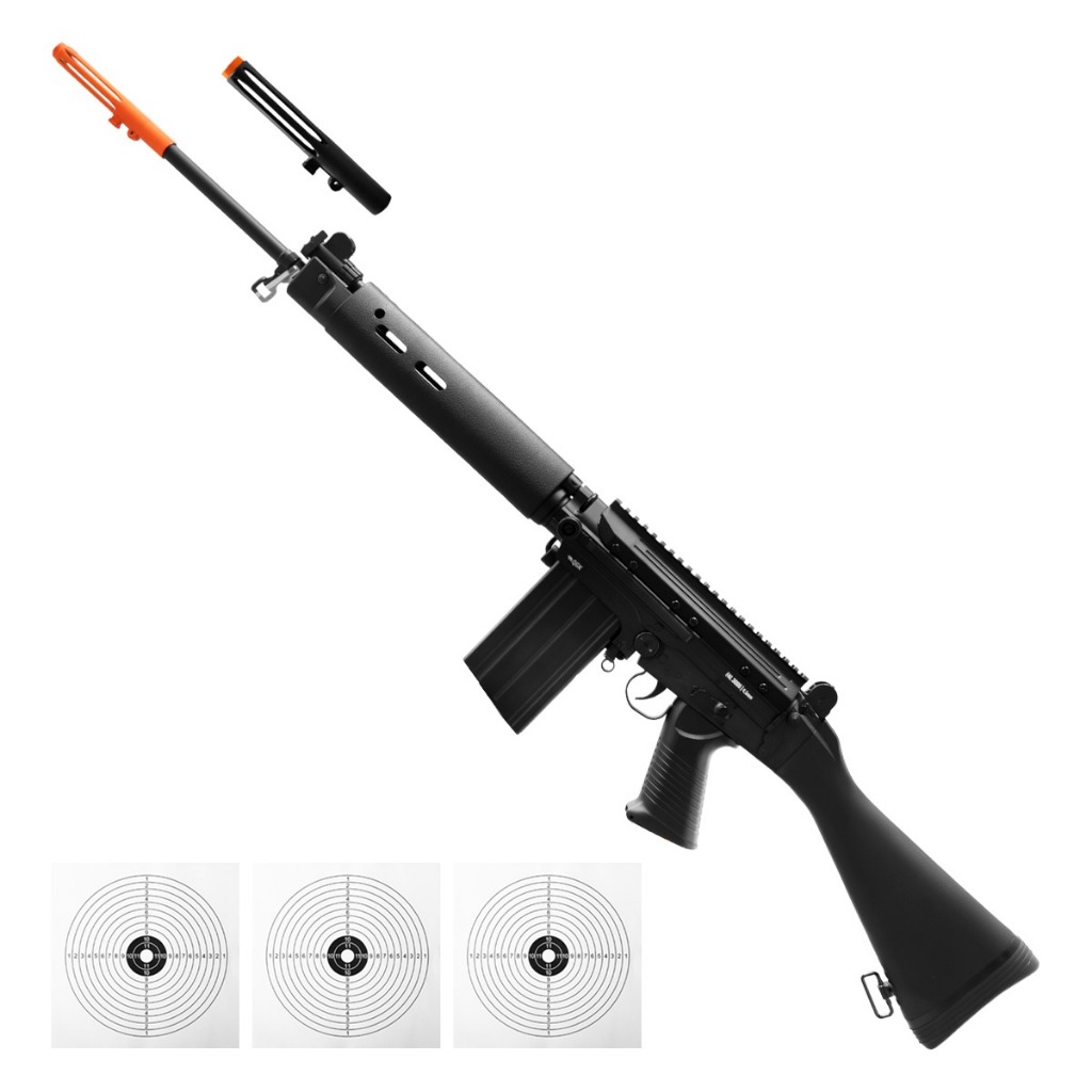 RIFLE AIRGUN FAL 3006 F1A1 CO2 4,5MM QGK + FLASH HIDER BK em Oferta na Shopee
