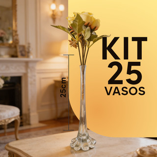 25 Vasos Solitários de Vidro Decorativo para Centro de Mesa Festa Casamento Chá de Bebê