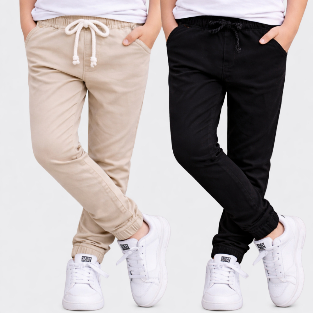 Kit 2 Calça Jeans Menino Sarja Jogger Infantil