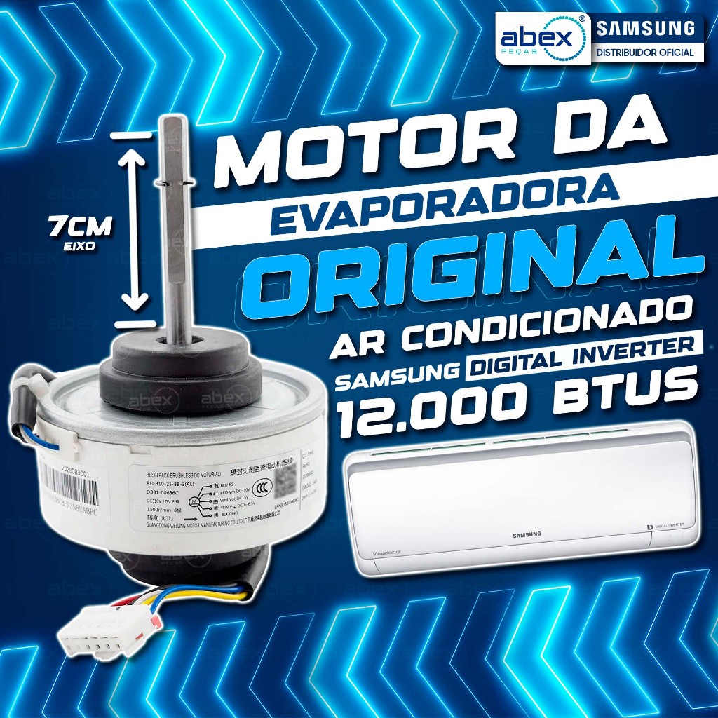 Motor Evaporadora Ar Condicionado Samsung Inverter 9.000 A 12.000 Btus DB31-00636C 220v Original