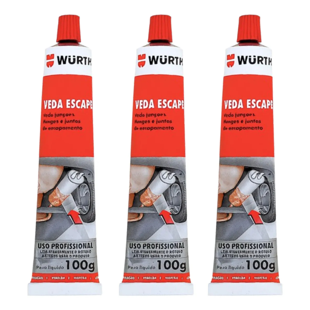 Wurth - 3x Veda Escape 100g (Vedar Escapamento Furos Junçoes Flanges)