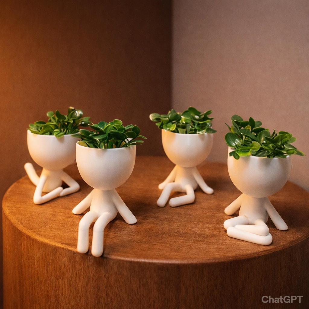 Kit Decorativo 4 Vasinhos com PLATINHA Artifical para Decoração de Sala Quarto Banheiro Cozinha 6cm em Oferta na Shopee