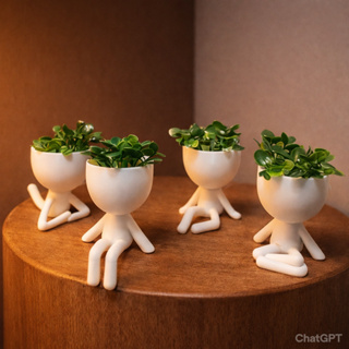 Kit Decorativo 4 Vasinhos com PLATINHA Artifical para Decoração de Sala Quarto Banheiro Cozinha 6cm em Oferta na Shopee