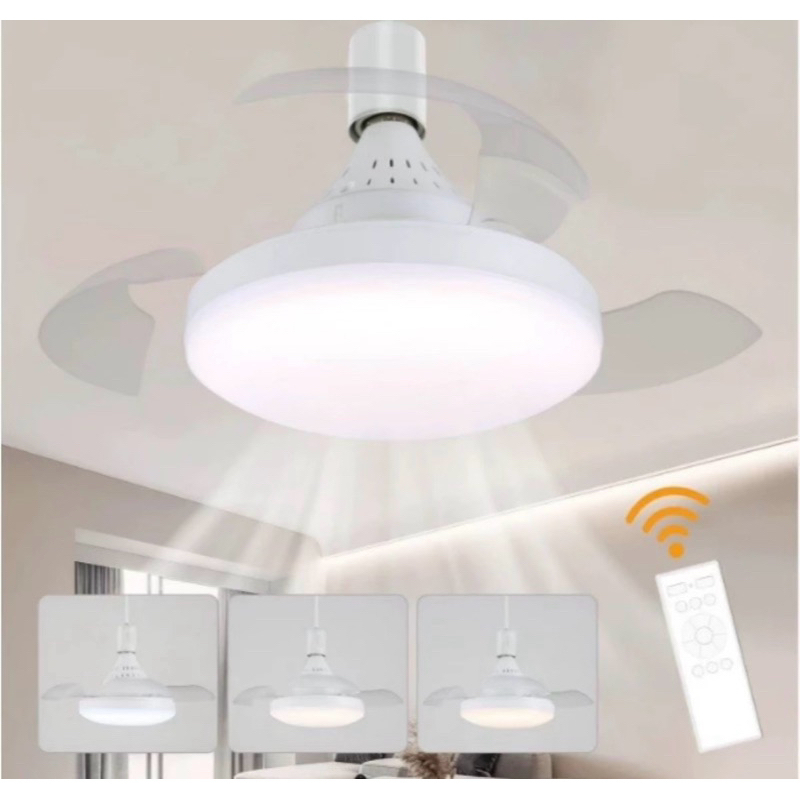 Ventilador de Teto Silencioso Econômico com Lâmpada Led 3 Cores Modos Timer Controle Remoto em Oferta na Shopee