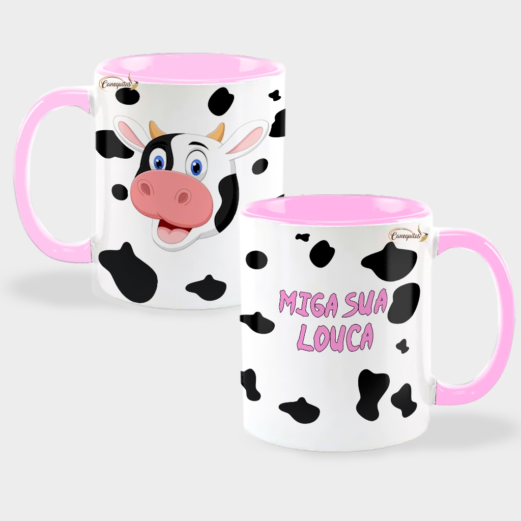 Caneca Colorida Vaca Amiga Sua Louca Xicara Café Barato Presente