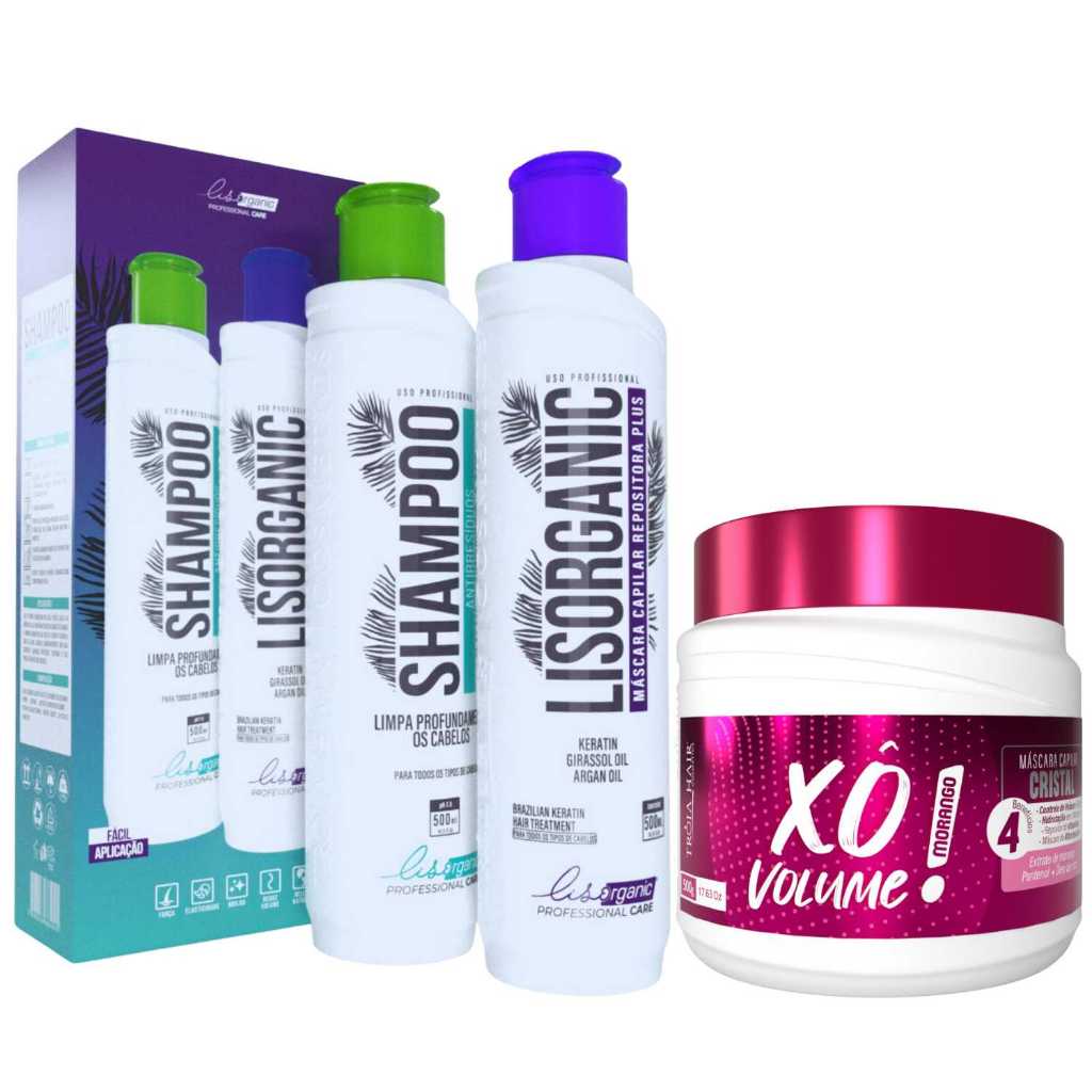 KIT LISORGANIC 500ML + MORANGO XÔ VOLUME 500G — DISCIPLINA E CONTROLE TOTAL