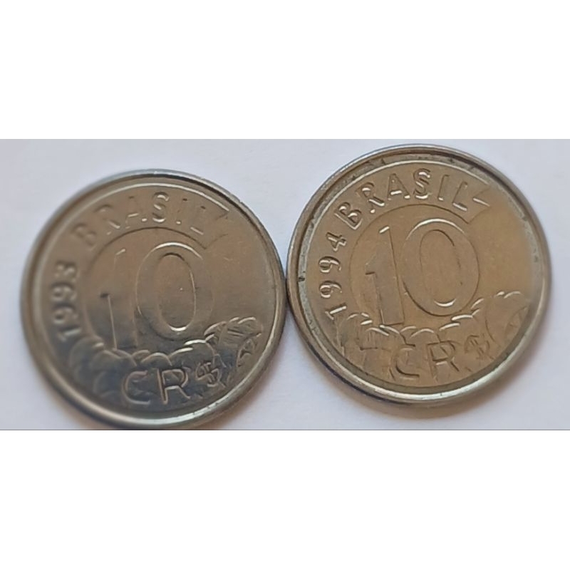 MOEDA 1993 E 1994 10 CRUZEIROS REAIS SERIE FAUNA TAMANDUA