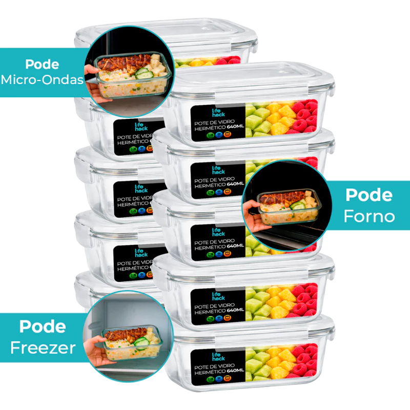 Conjunto de Potes de Vidro Herméticos 370/640/1040ml para Mantimentos — foto 3