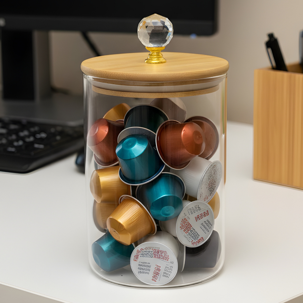 Porta Temperos Herméticos Pote Redondo 950ml (M) Argola Dourada Tampa Bambu Pote de Cozinha em Oferta na Shopee