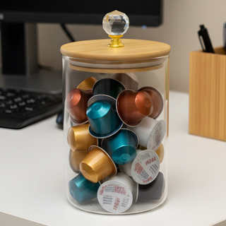 Porta Temperos Herméticos Pote Redondo 950ml (M) Argola Dourada Tampa Bambu Pote de Cozinha em Oferta na Shopee