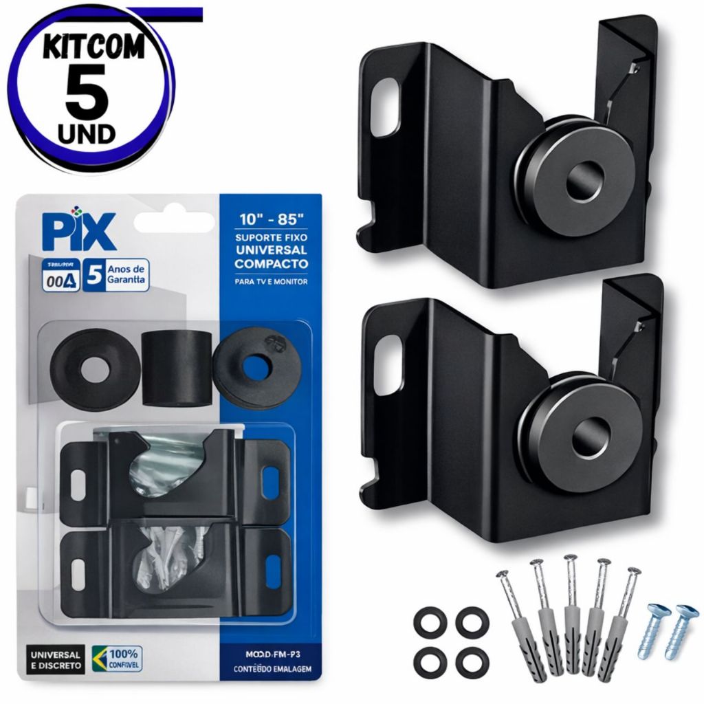 kit 5 Suporte TV Universal Fixo Para Smart TV LED LCD TV 4K até 85 Polegadas e M
