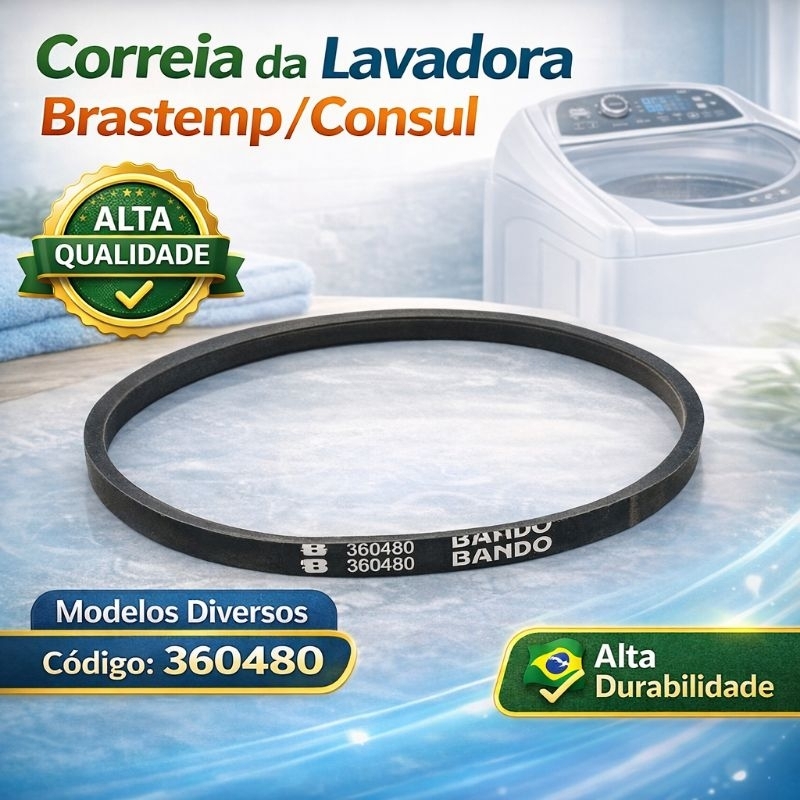 Correia para Lavadora *Brastemp/Consul* - Mod: BWB22A, BWB22B, BWC06A, CWC10AB, CWC22A - Código: 360480