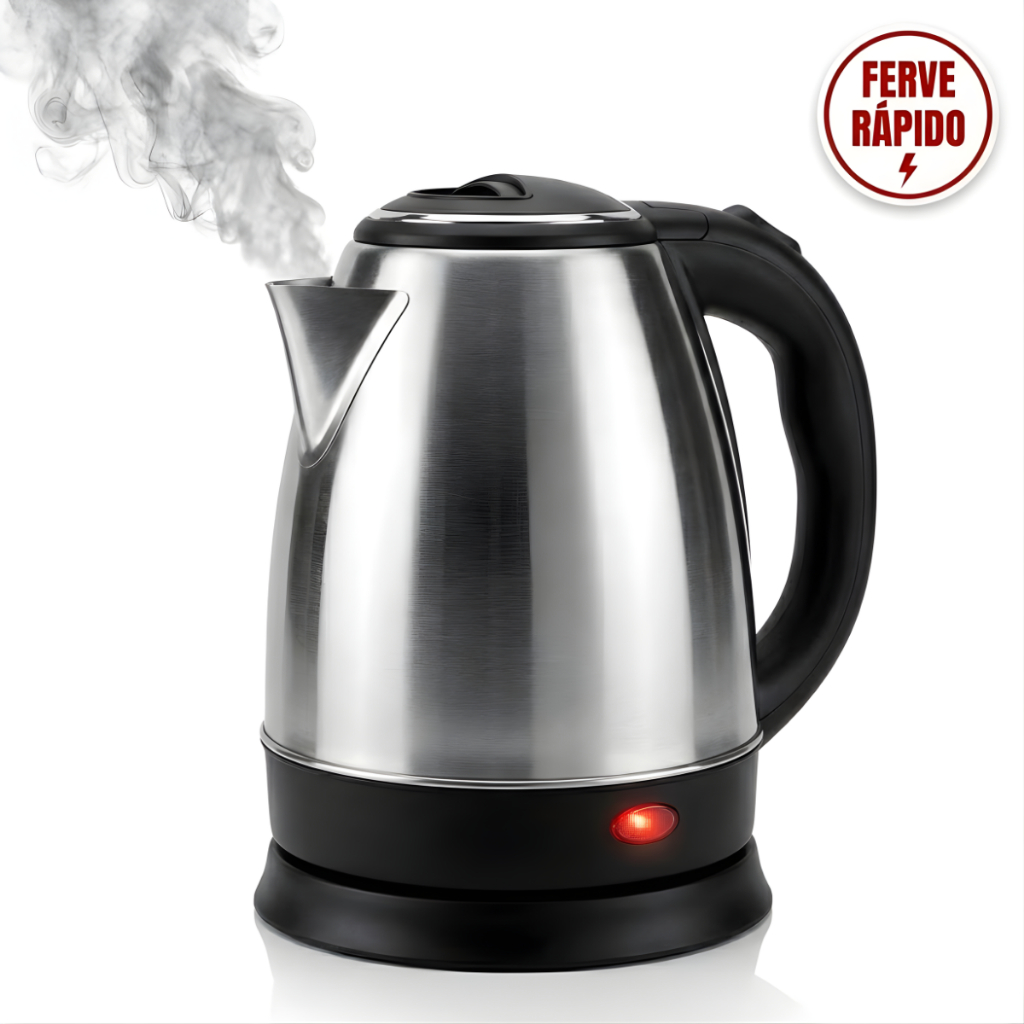 Chaleira Elétrica Inox 2L 1000W Rápida Desligamento Automático 110V 220V Café Chá Chimarrão Prática