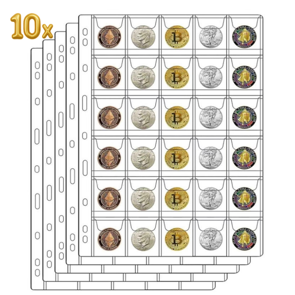 kit de Folhas para moedas 30 divisões