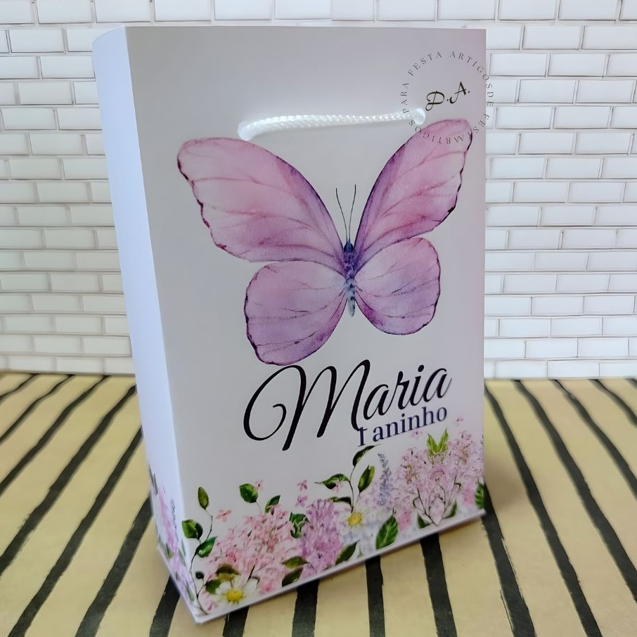 SACOLINHA  JARDIM DAS BORBOLETAS LILÁS PRONTA ENTREGA PEGUE E MONTE TAMANHO 10x15 FESTA INFANTIL LEMBRANCINHA PERSONALIZ