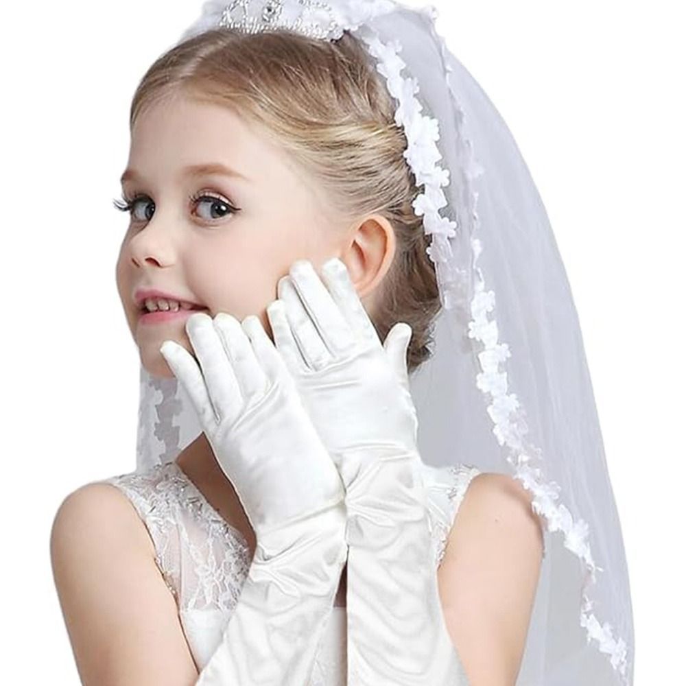 Luva Para Meninas Daminhas Princesa Formatura em Cetim