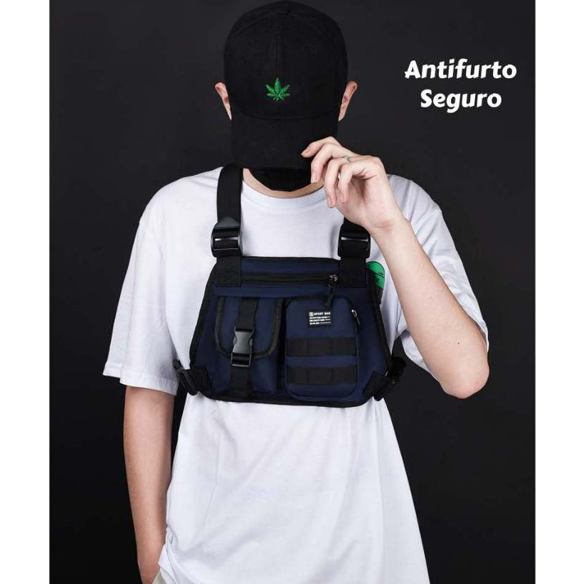 Bolsa Peitoral Masculina Impermeável com 3 Bolsos – Grande Capacidade e Antifurto em Oferta na Shopee