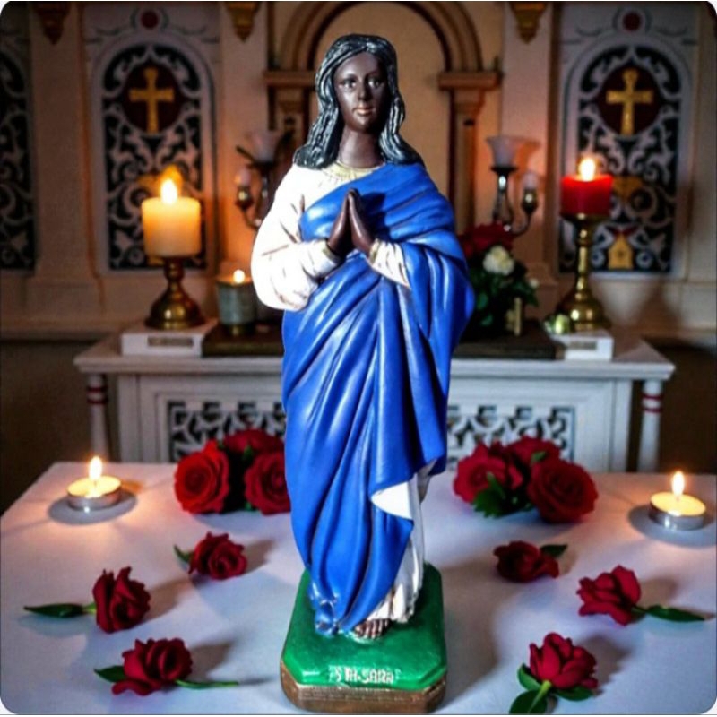 🔮 imagem escultura Santa Sara Kali 40cm estátua 🌙 Acabamento em Gesso Cerâminado