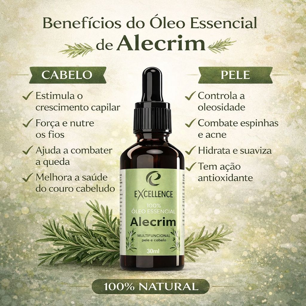 Óleo  de Alecrim 30ml Excellence Conta Gotas  Cabelo e Pele em Oferta na Shopee
