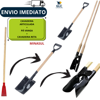 Cavadeira Articulada+Pá Vanga+Cavadeira Reta Kit - MINASUL em Oferta na Shopee