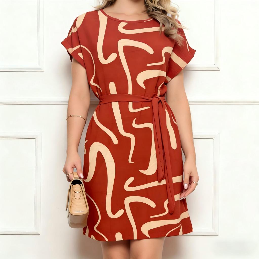 Vestido confortável solto / Feminino de Poliéster /Leve /Dia das Mães