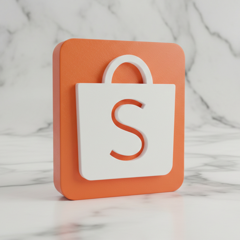 Placa Decorativa 3D Marketplace 10x10cm – Shopee, Mercado Livre, Amazon, Shein, TikTok Shop e Shopify – Decoração