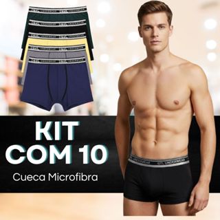 KIT 10/5/3 Cuecas Boxer Adulto Lisas/Estampadas de Microfibra em Oferta na Shopee