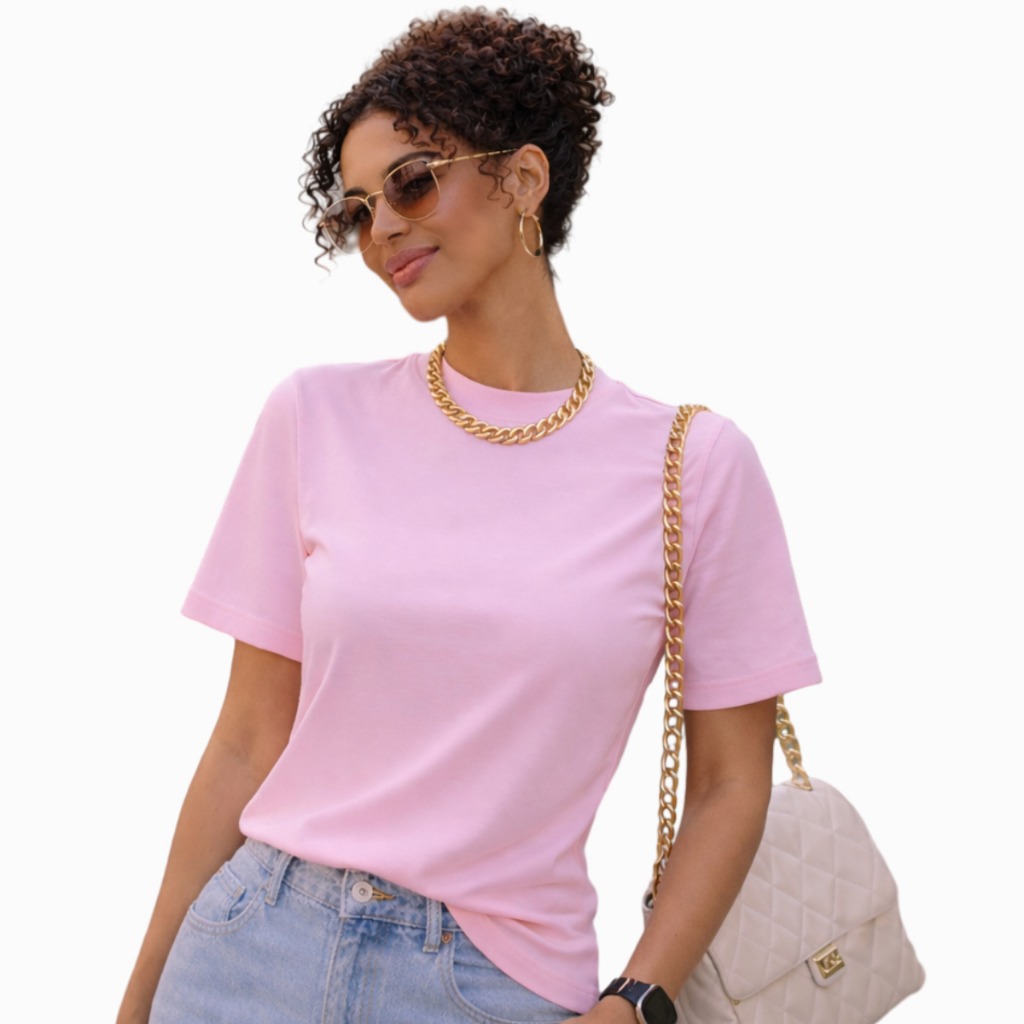 Camiseta Oversized Feminina Gola Alta 100% Algodão Lisa Premium Casual  Básica Moda Blogueira em Oferta na Shopee