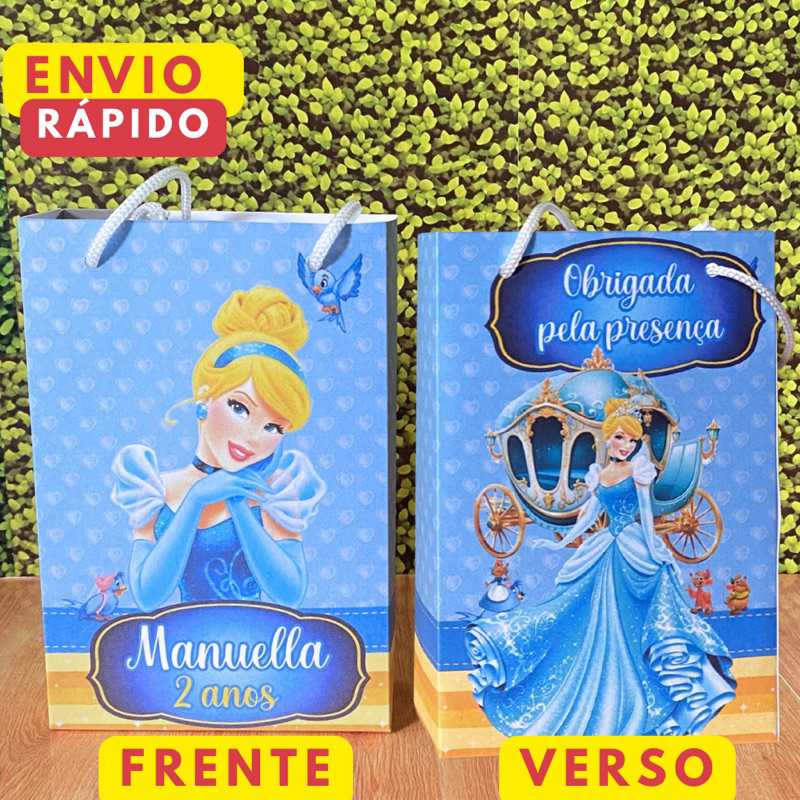 Sacolinha Personalizada CINDERELA | Mimo | Lembrancinha | Sacola | Aniversário | Cinderela | Sacola Personalizada em Oferta na Shopee