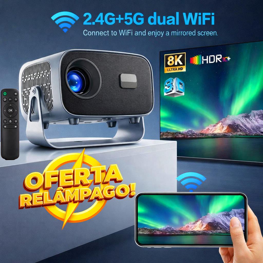 Projetor A10 TV 4K Android 11 Cinema Portátil Bluetooth 5.0 Dual Band WIFI 6.0 Quarto Sala em Oferta na Shopee