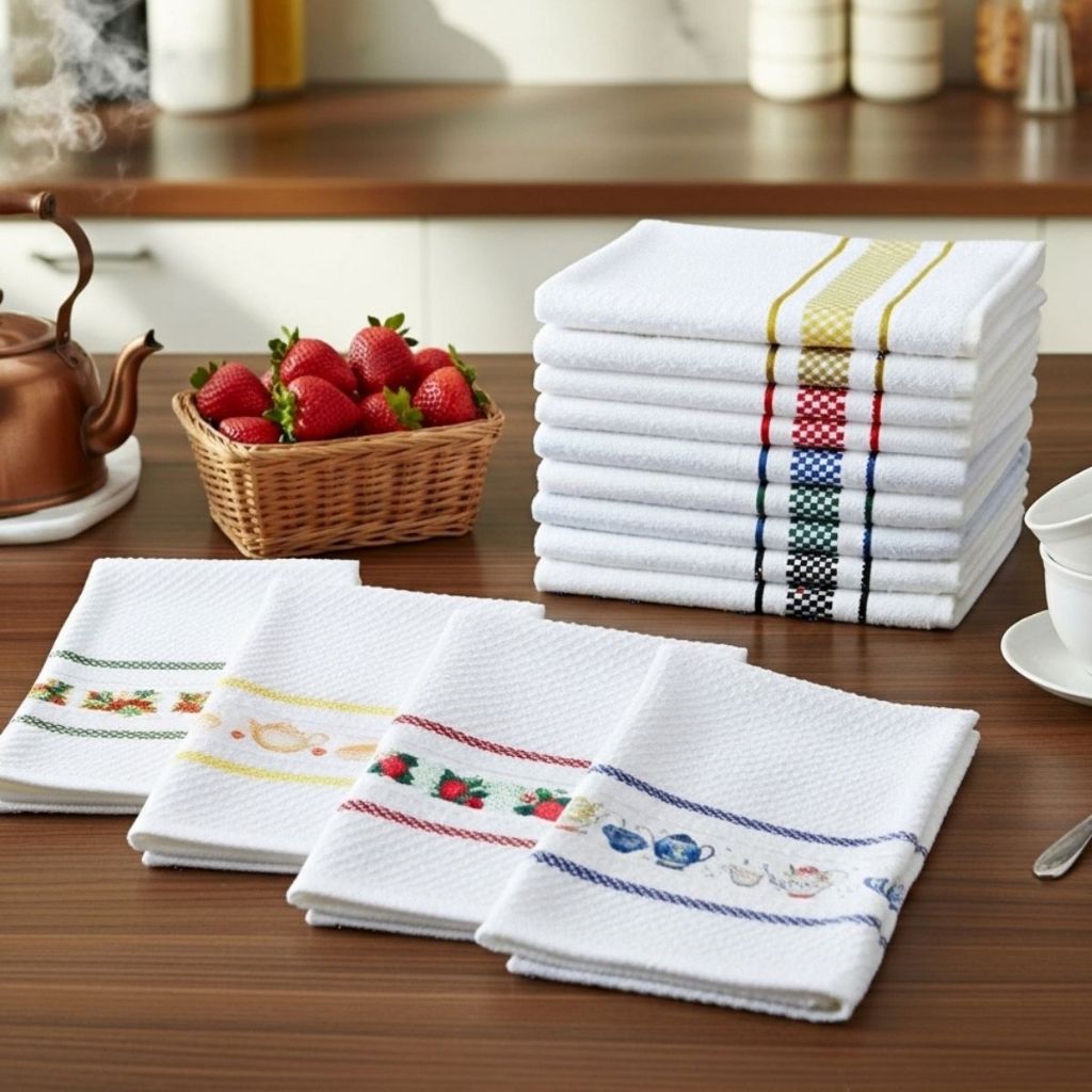 Kit 15 Panos De Prato Copa Toalha Cozinha Premium 45x70 Algodão Atoalhado Xadrez Estampado em Oferta na Shopee