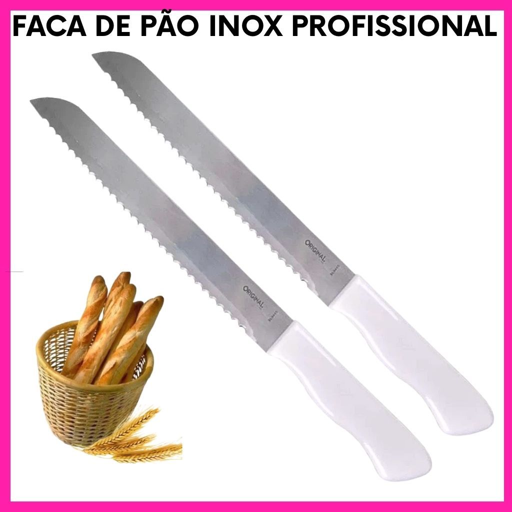 Kit 2 Faca de Pão Inox Serrilhada 8 Polegadas Bolo Torta Cozinha Profissional