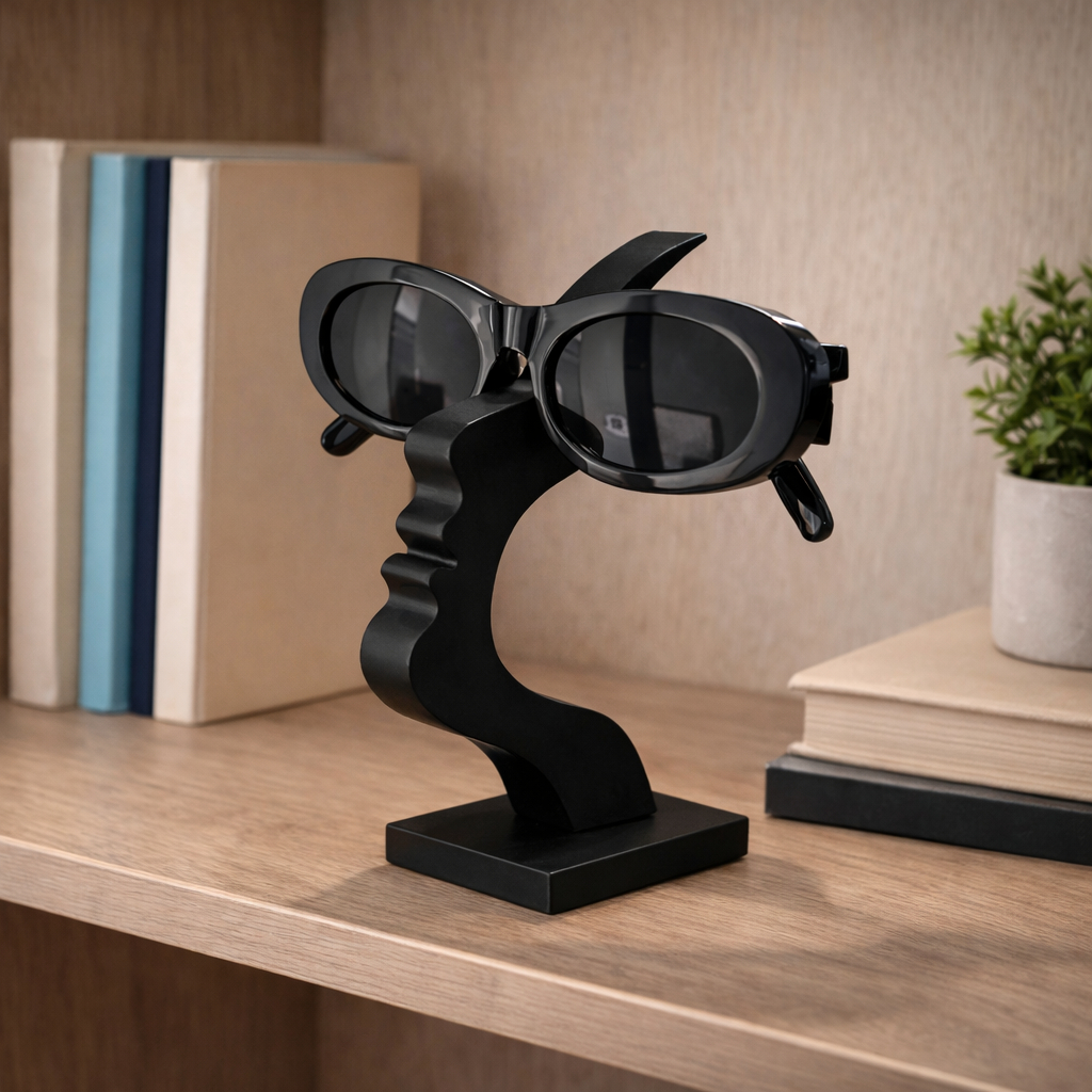Kit 2 Suporte para Óculos Decorativo Estilo Rosto | Porta Óculos Moderno Preto ou Branco | Organização e Decoração