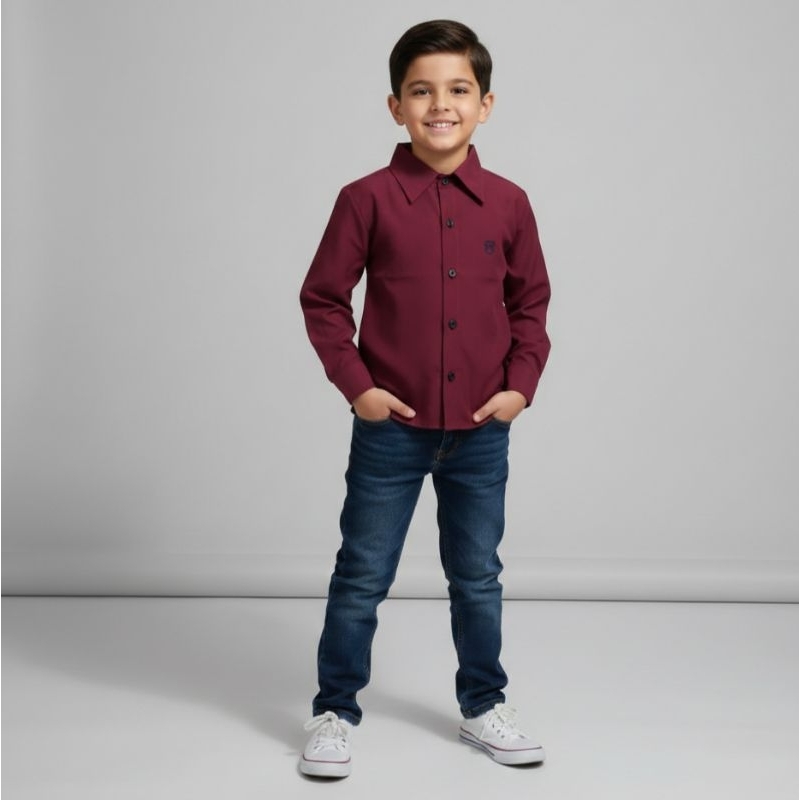 Camisa Infantil Social Manga Longa  - Elegância e Conforto em Oferta na Shopee