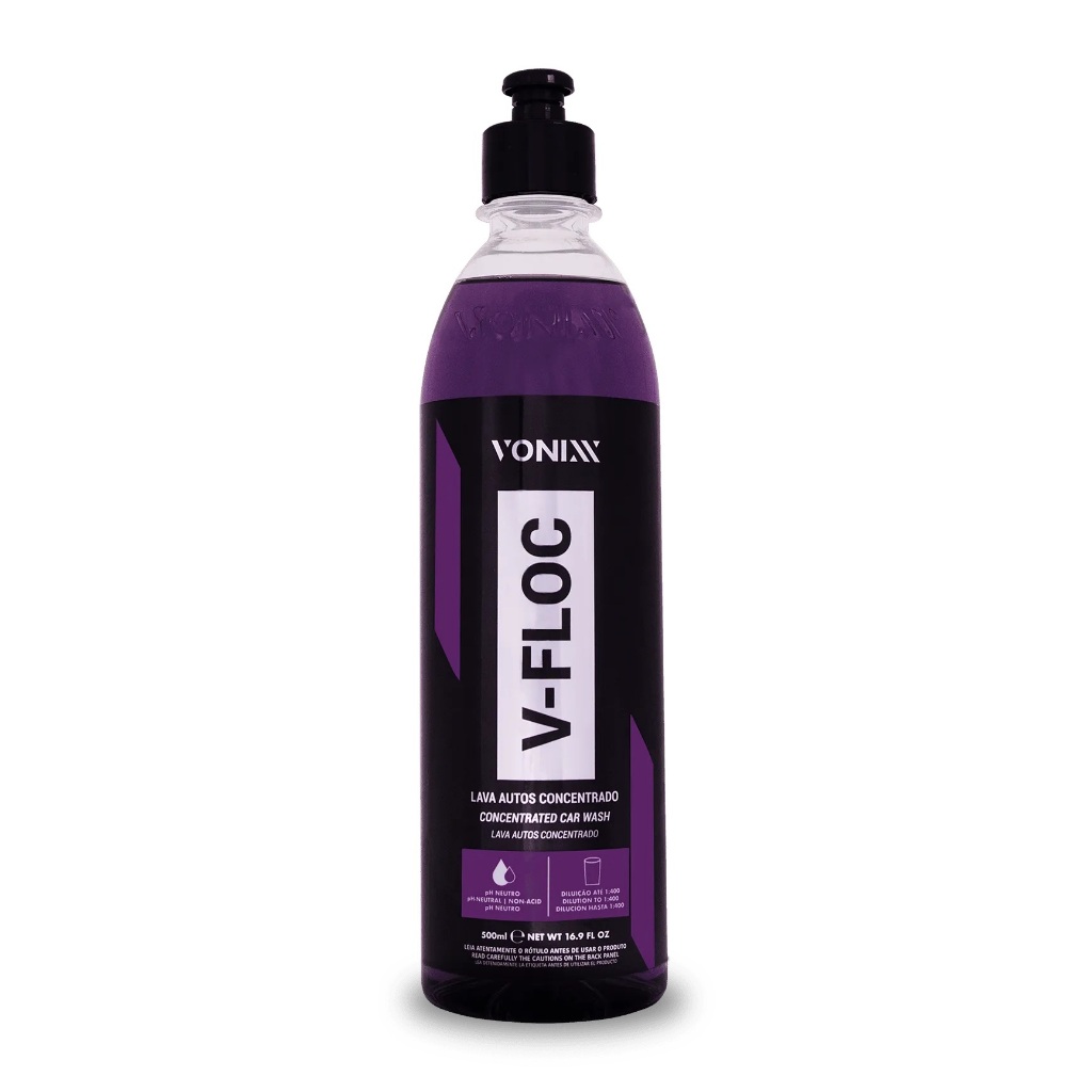 Shampoo Automotivo Vonixx V-Floc 500ml pH Neutro Alta Espuma Snow Foam Lava Autos Concentrado