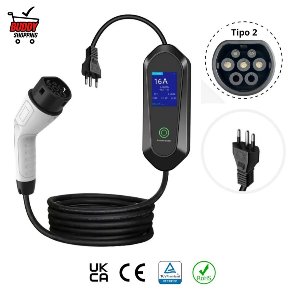 Knup Carregador Veicular EV Portátil Bivolt 16A 3,5KW Cabo 5M Ajustável IP67 KP-TC46 Preto em Oferta na Shopee