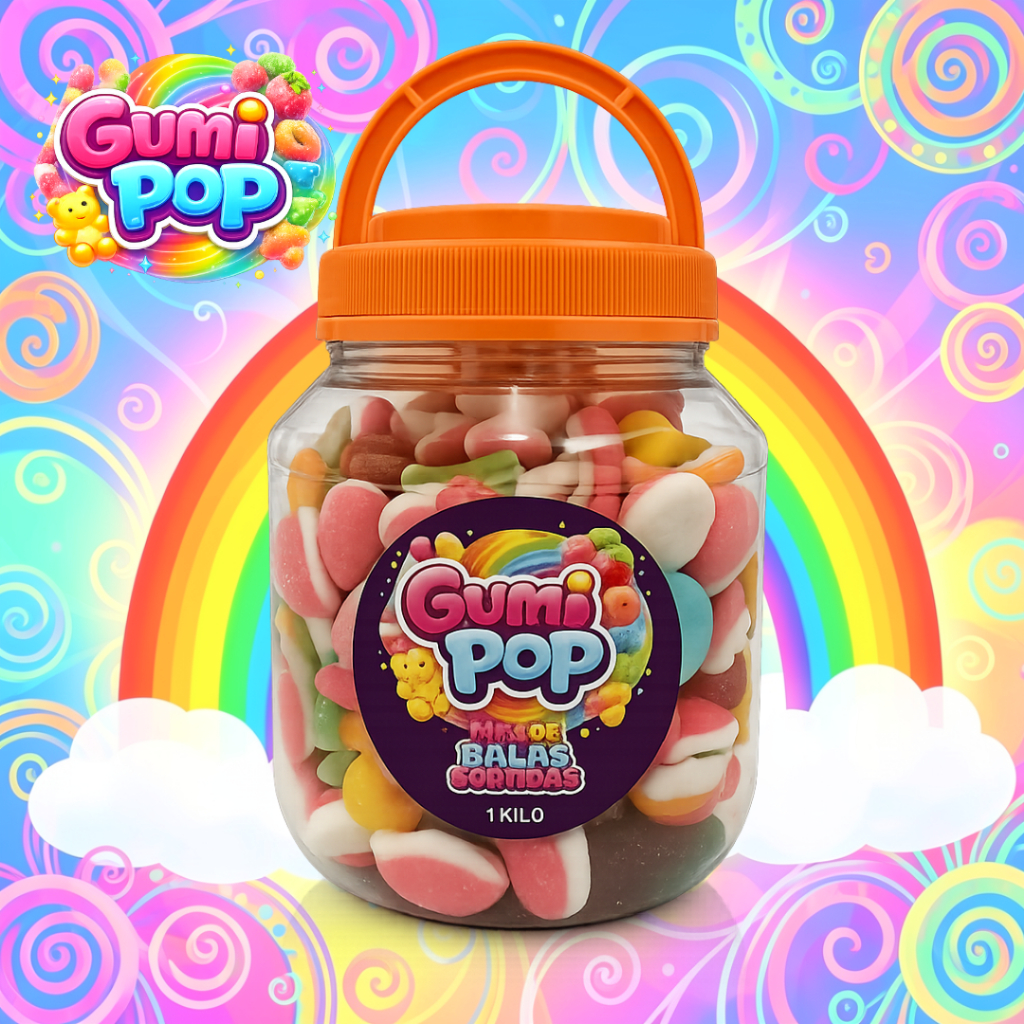 Pote 1kg GumiPop Mix Balas de Gelatina Doces Sortidos