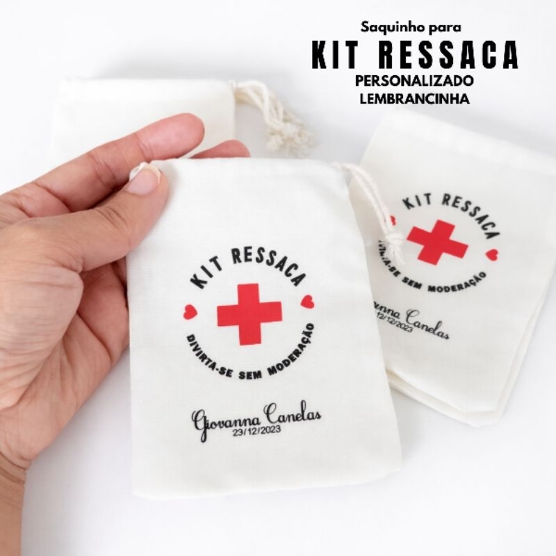 Saquinho Personalizado Kit Ressaca Lembrancinha Casamento Formatura Festa Convidados 12x9 Oxford Embalagem Tecido