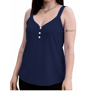 Blusa Feminina soltinha Alça Larga com Botões de Perolas M G GG XG é G1 em Oferta na Shopee