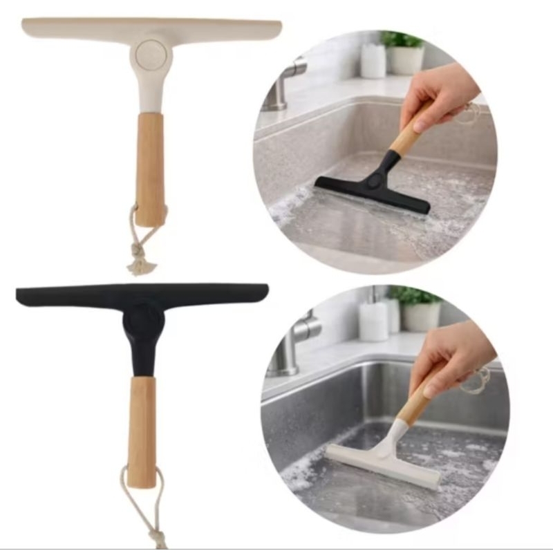 Rodo de Pia Dobravel com Cabo de Bambu Multiuso Multifuncional Cozinha Banheiro