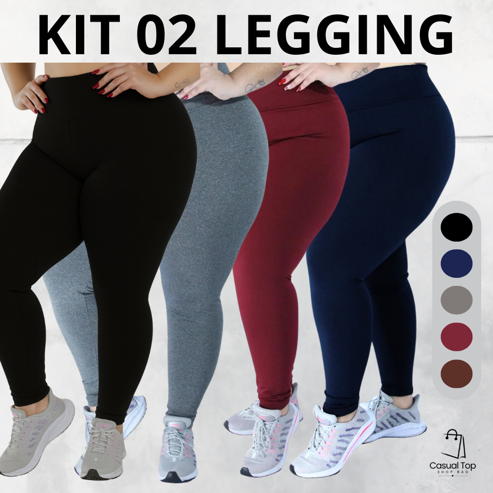 Kit 2 Legging Plus Size Flanelada Suplex Grossa Leg Cintura Alta Zero Transparência G1 G2 G3 G4 G5 em Oferta na Shopee