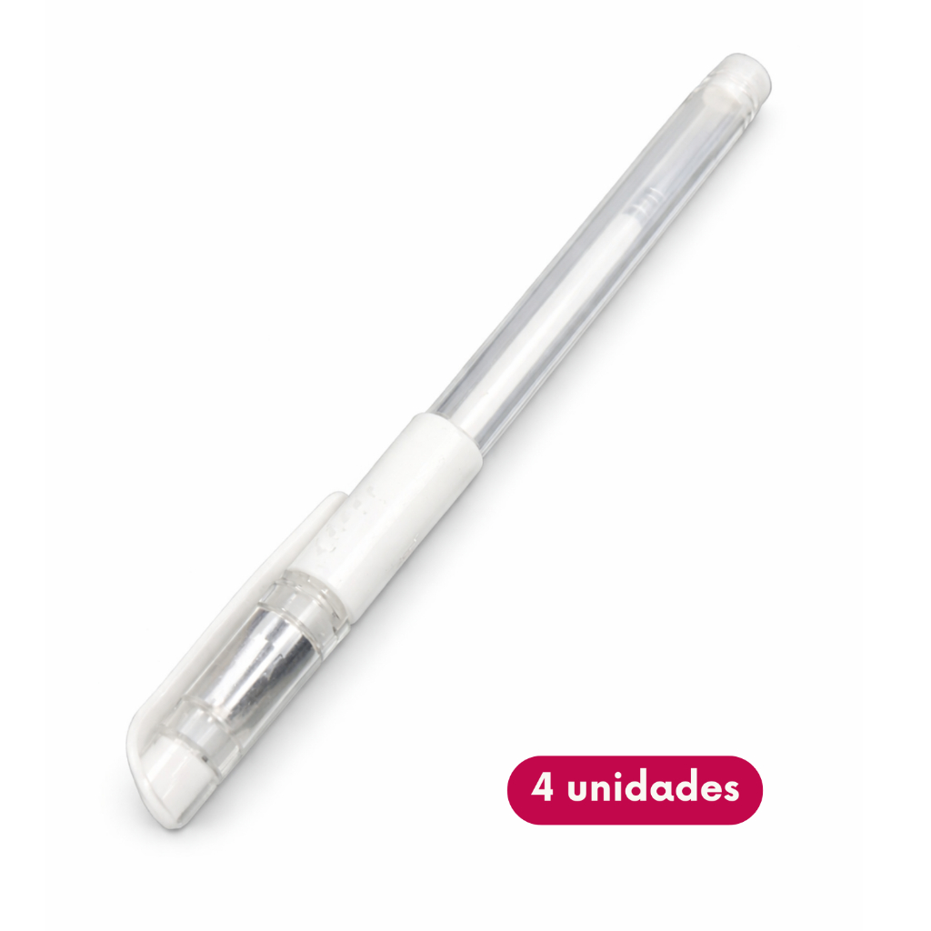 Kit 4 Unidades Canetas Gel Branca Para Marcação de Sobrancelhas e Lábios